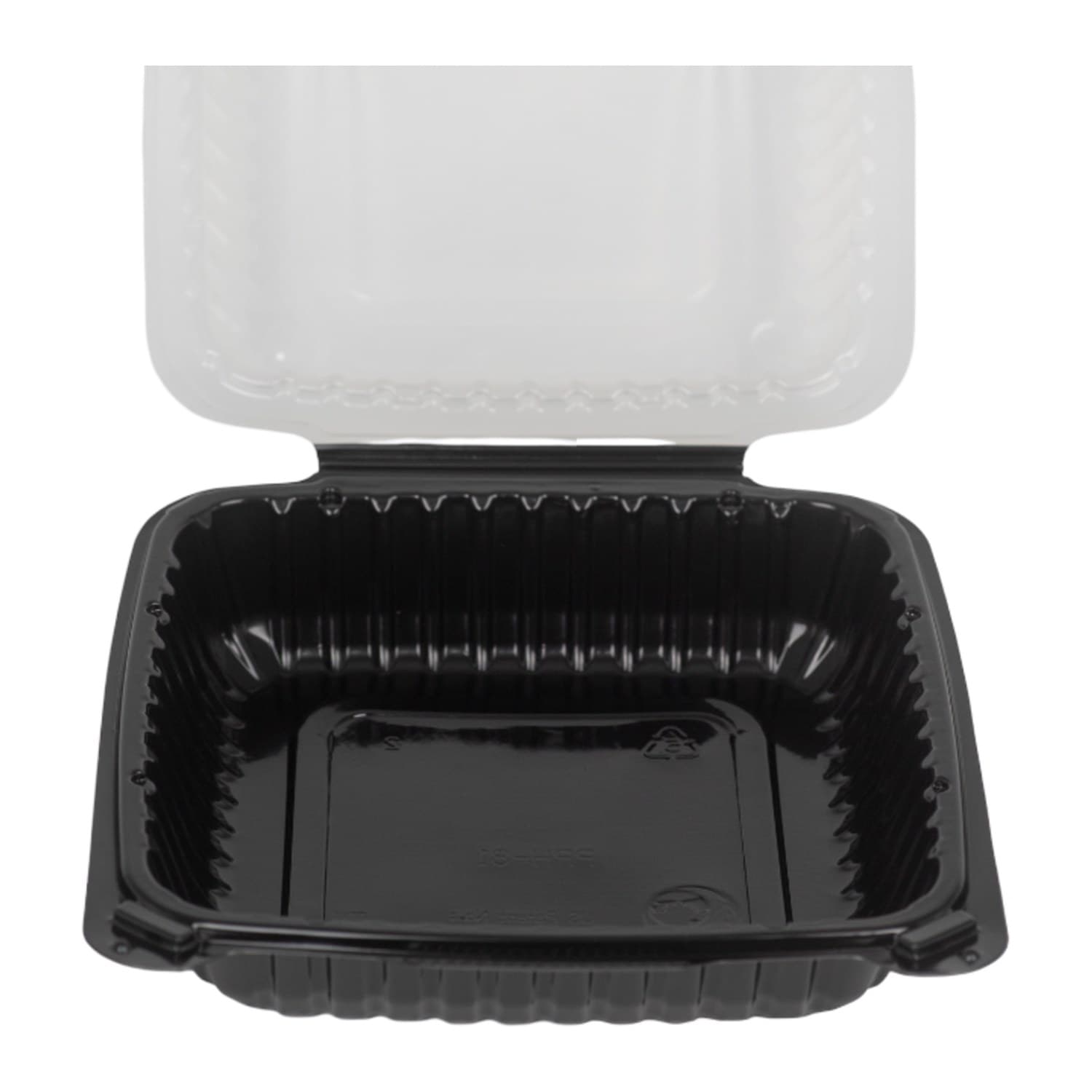 Hinged 9" x 6" 1 compartment black vented container (PPH96)