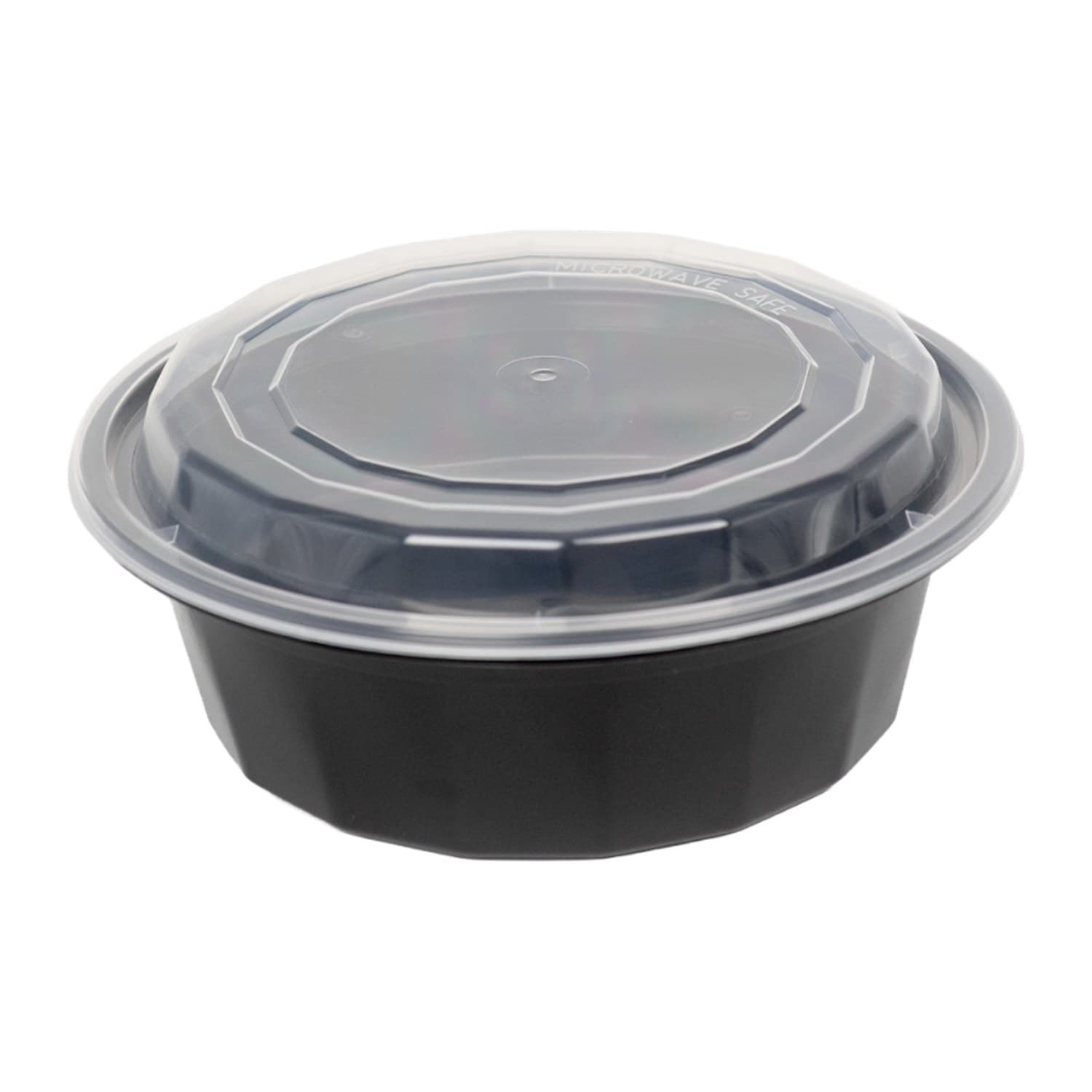 Round black 6" container with lid (F6016)