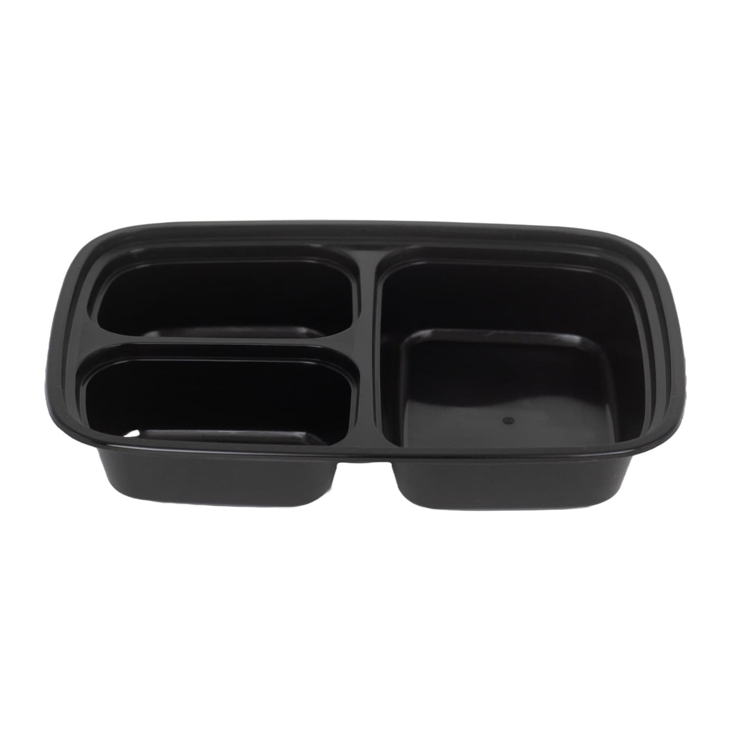 Rectangle black 9" x 6" 3 compartment container with lid (F96326)